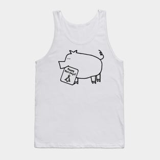 Cute Christmas Pig says Happy Holidays Line Art Tank Top